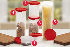 Kit Modular redondo Tupperware composto por 5 pecas